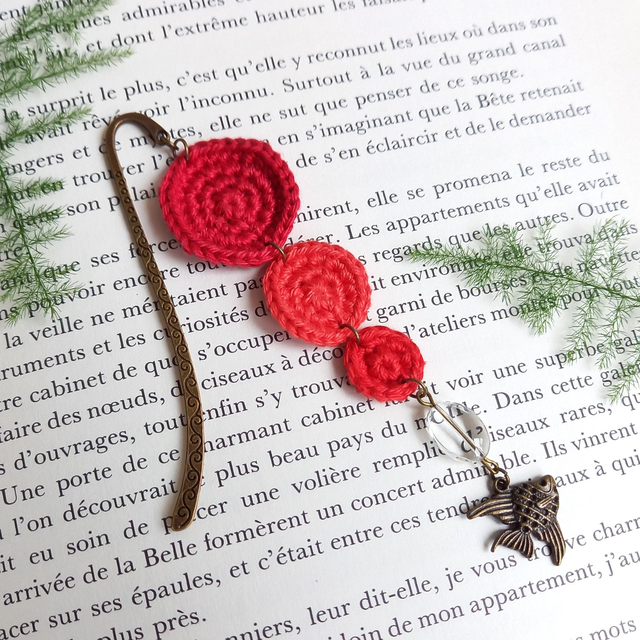 Marque-pages rouge et bronze - Poisson