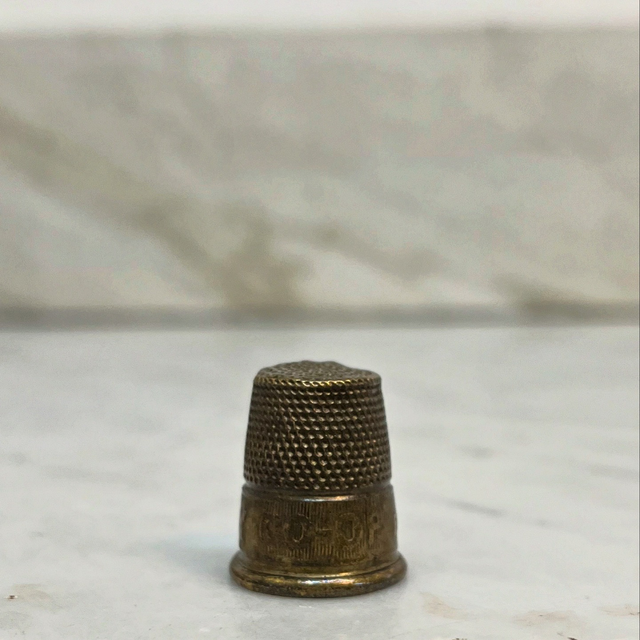 Vintage CO-OP DRAPERY Metal Advertising Thimble