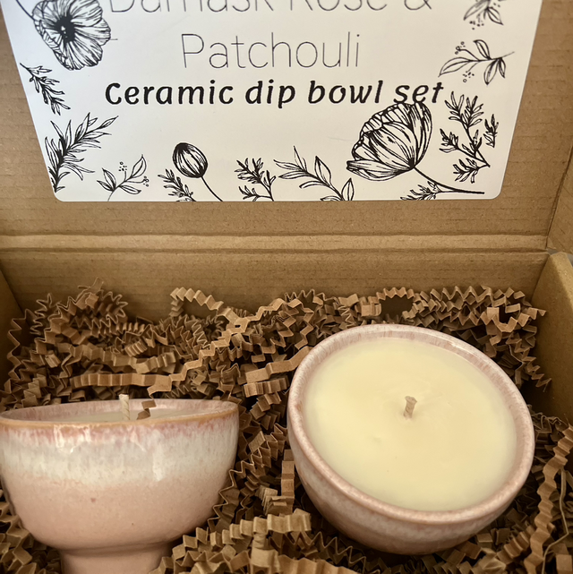 Damask Rose and Patchouli ceramic gift set