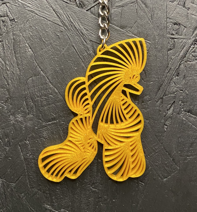 3D - Keychain Poodle Puppy Gold Sparkle