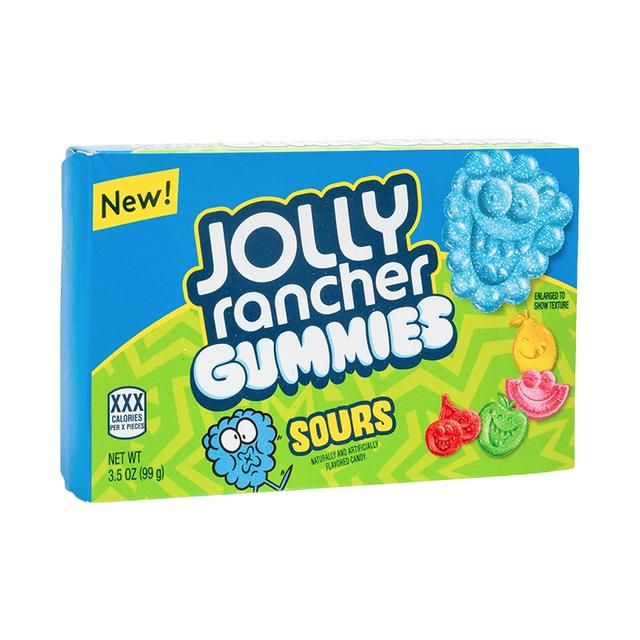 Jolly Rancher Sours Assorted Fruit Flavored, Movie Snack Gummies Candy Box, 3.5 Oz