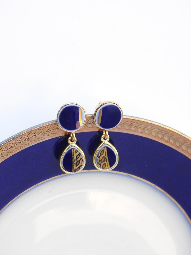 Boucles d'oreilles pendantes - porcelaine Limoges - Delinières no.2