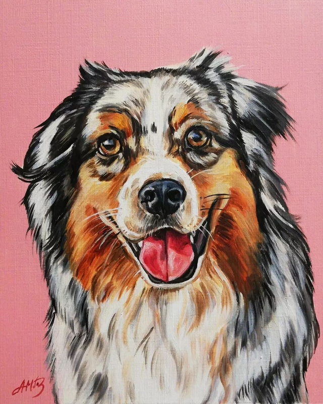 Custom Pet Portrait - Oil Painting on Textured Canvas Paper
