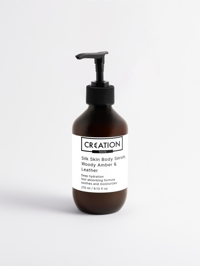 Siero per il corpo Silk Skin, Ambra legnosa e cuoio 270 ml