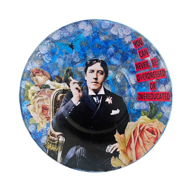 &quot;You Can Never Be Overdressed or Overeducated&quot; Blue Upcycled Trinket Dish - House of Frisson25