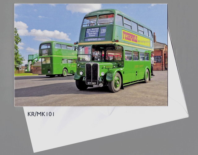  Folded Card : Green London Buses - North Weald, Epping