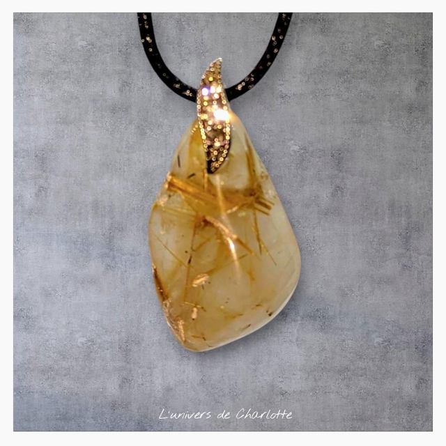 Pendentif &quot;Quartz rutile doré&quot; PN-060