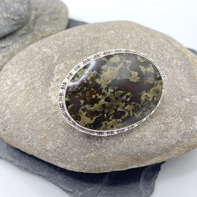 REFURBISHED Vintage Thomas Mott Agate Brooch in Sterling Silver