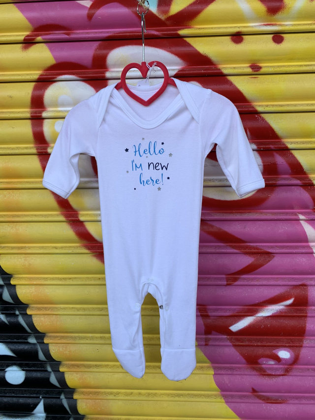 Hello world i'm new here baby sleep suit