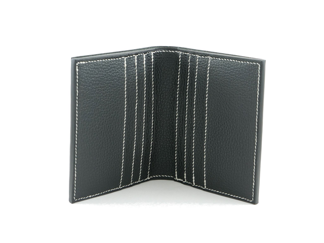 Portefeuille KAIDAN Noir Grainé Fil Blanc