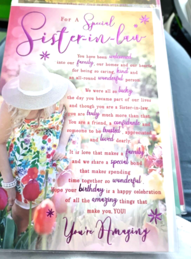 Sister-In-Law Happy Birthday Card Gold Foil Premium Quality