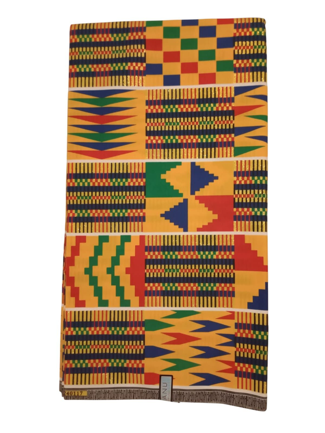 "Kente de la Fierté" Tissu KENTE Brillant Africain – 6 Yards (≈ 5,48 m) – Qualité Supérieure