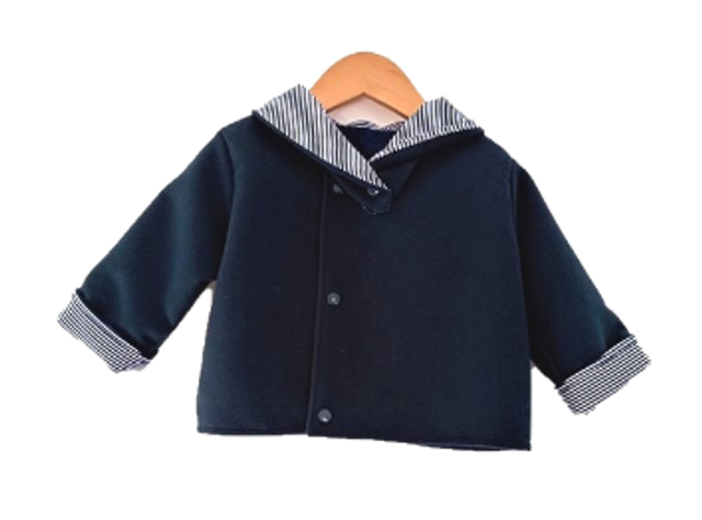 Manteau caban col marin bleu