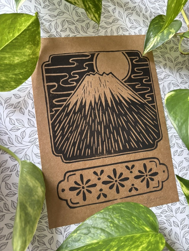 Dreaming of Fujisan ~ Linogravure A5
