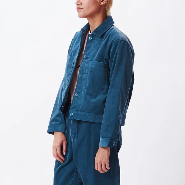 B48337P3 - OBEY GIUBBUNI LOMA CORD CROPPED FIT CORDUROY JACKET WITH BUTTON CLOSURE AND LOWE