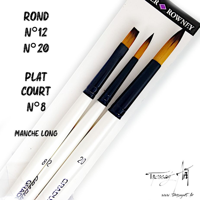 DALER ROWNEY - PINCEAUX LONGS PAR 3 - ROND N°12, N°20 - PLAT COURT N°8 - CA096000
