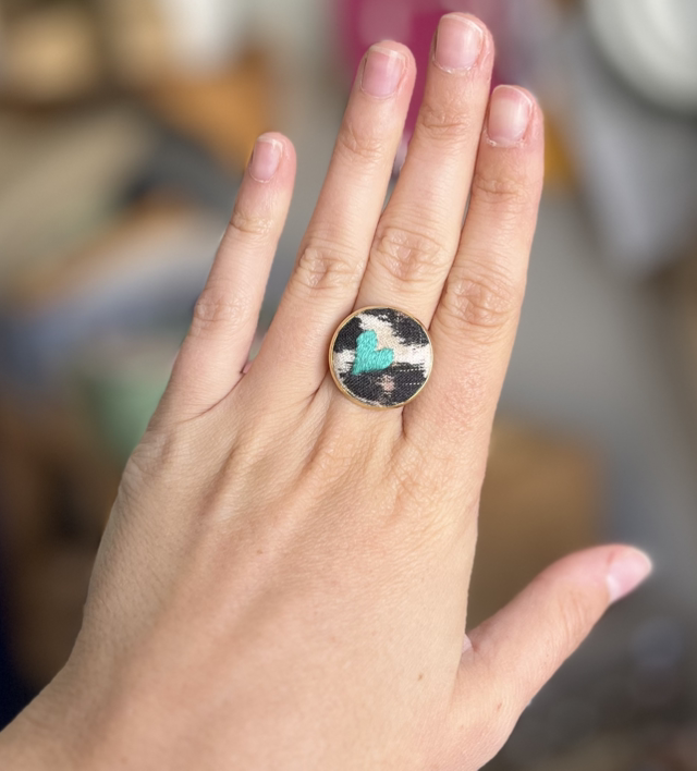 Bague cœur vert *léopard 