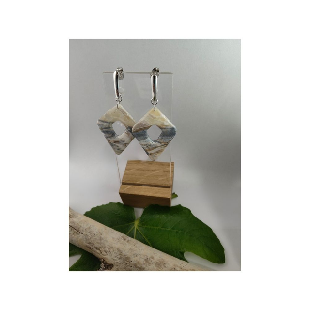 Boucles d&#039;oreilles faux granit losange 