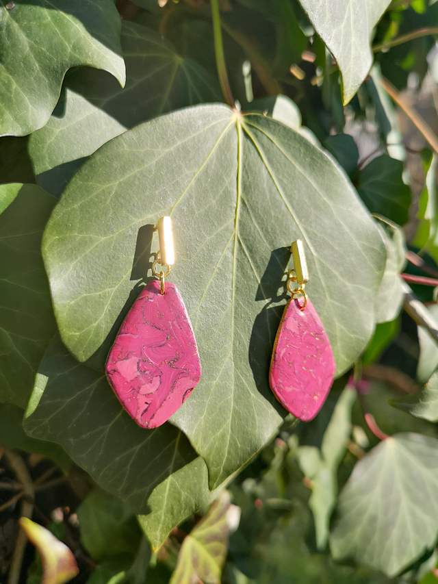 Collection Marbre Cerise - Boucles d&#039;oreilles Swan