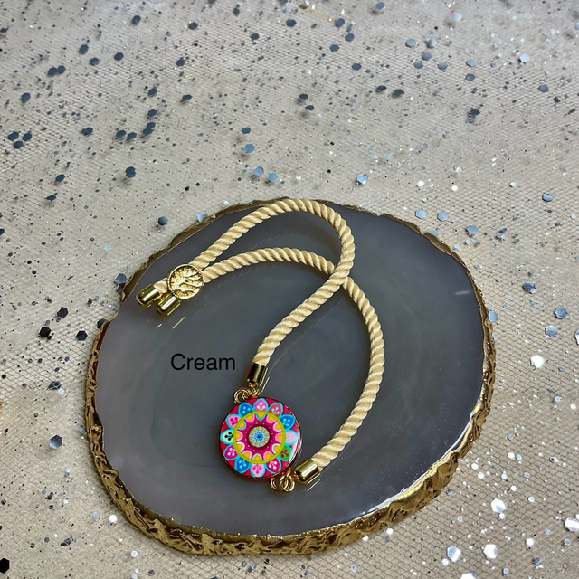 Handmade adjustable cord bracelets.