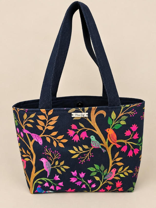 Sac cabas noir en tissu français fait main