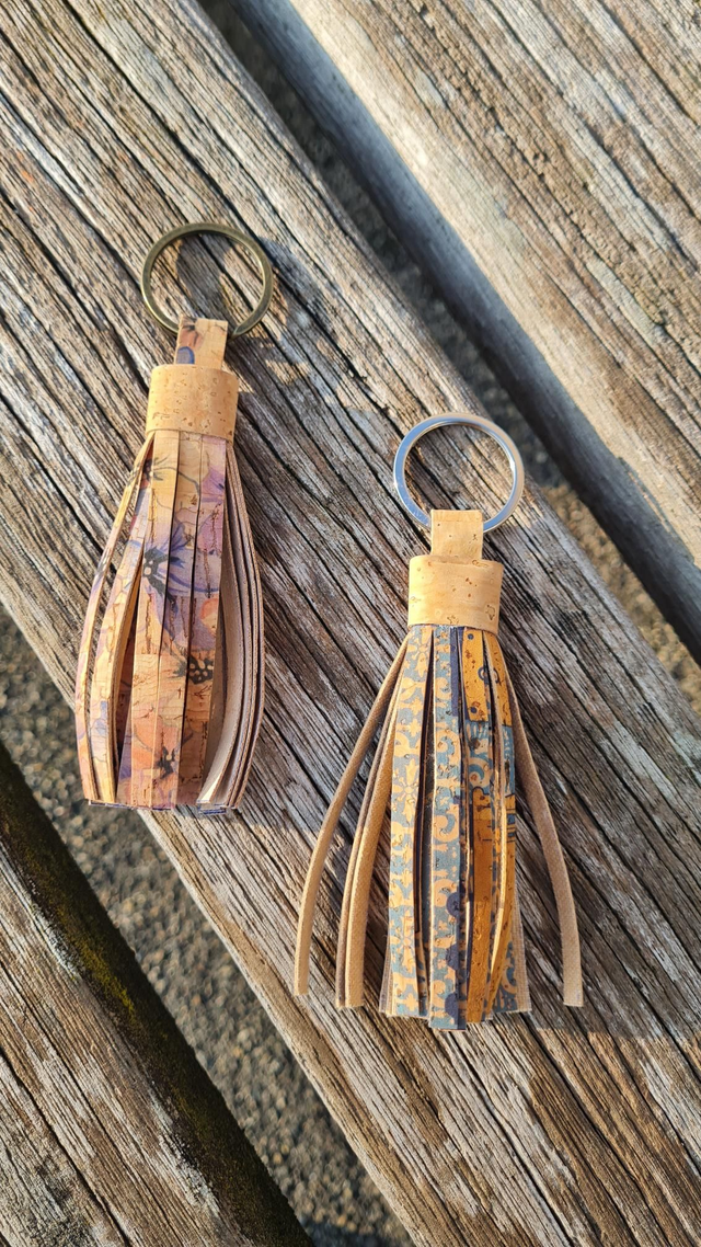 Porte-clés frange tout liège avec anneau