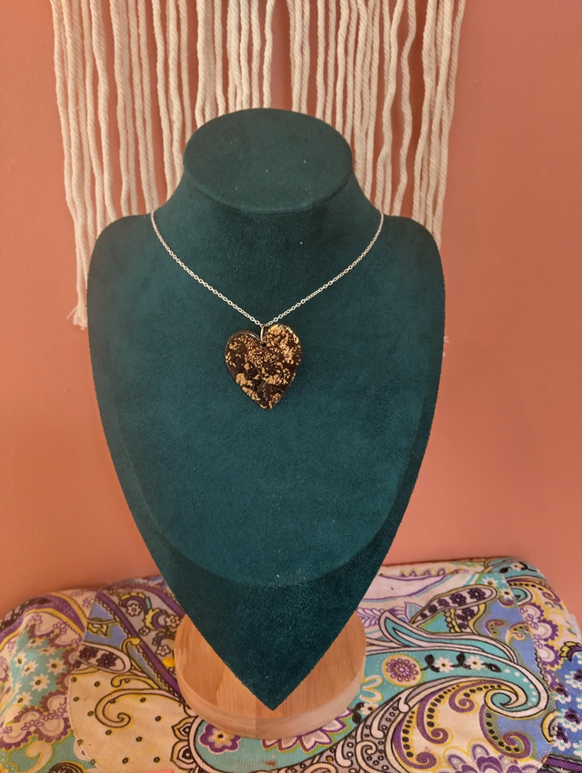 Handmade Gold and bronze - heart necklace 