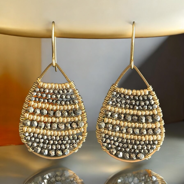 Boucles d’oreilles Bohème en Pyrite