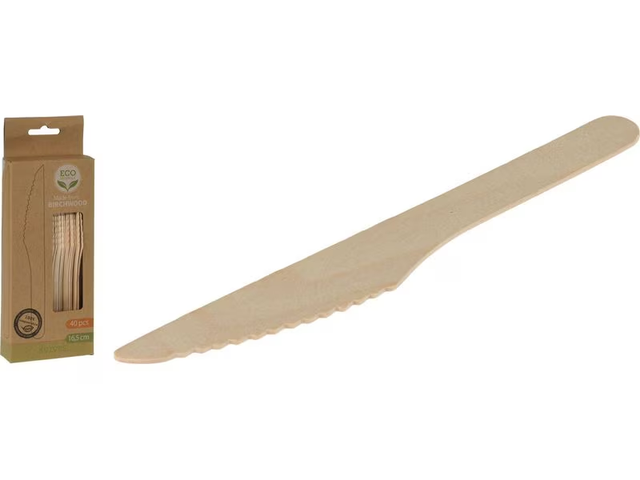 40 couteaux bois compostable 16.5cm