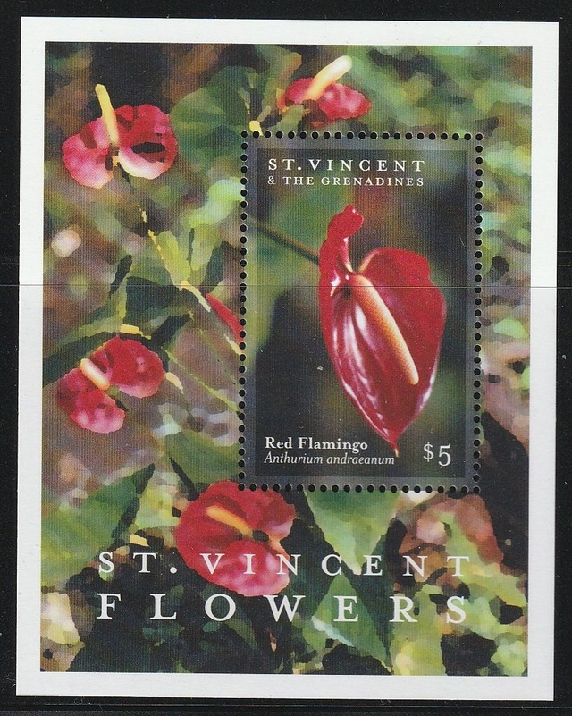 St.Vincent &amp; Grenadines 2000 Flowers,Anthurium Minisheet MNH