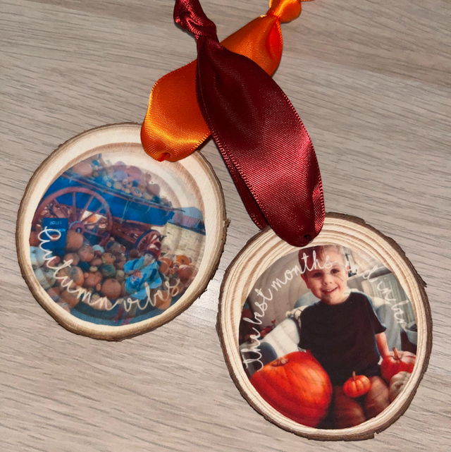 Autumn Photo Print On Natural Wood Slice