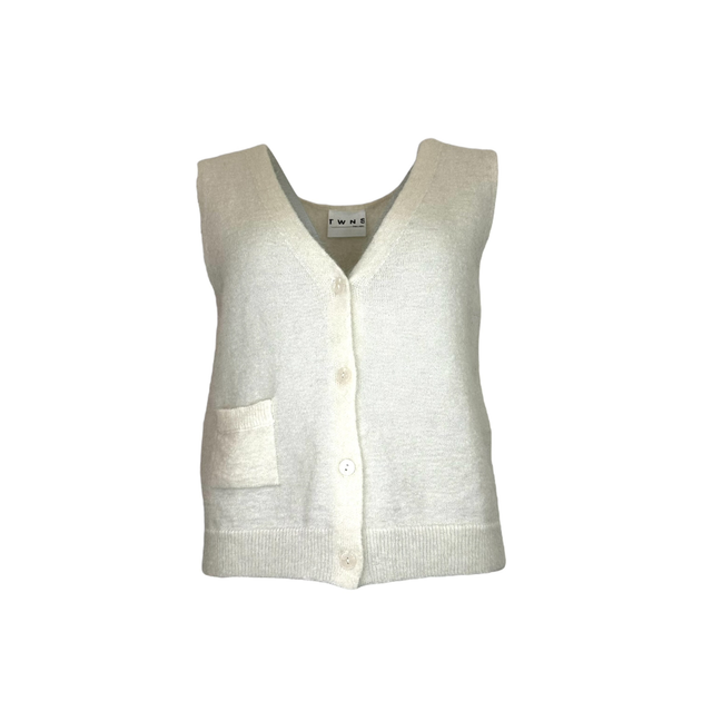 Sleeveless Buttoned Cardigan Off White