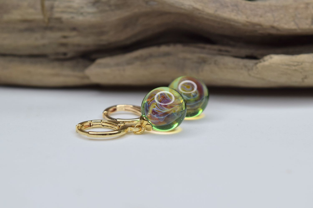 CRÉOLES NÉBULEUSE VERT MONTURE OR