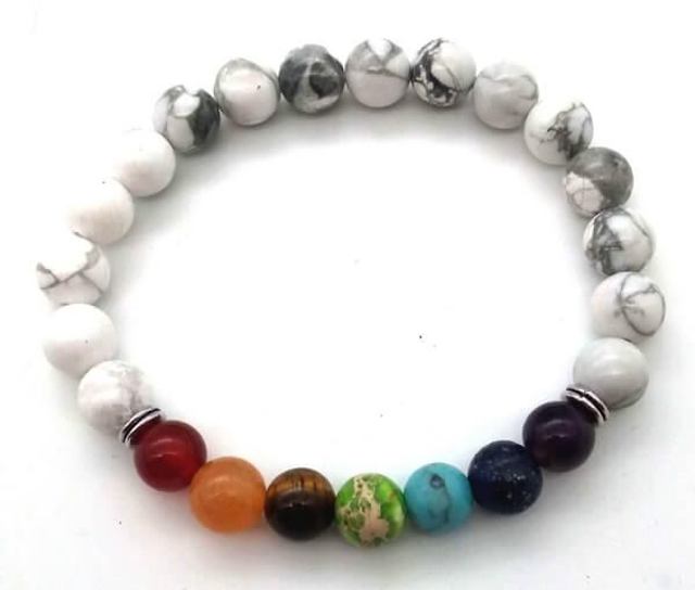 Bracelet 7 Chakras & Howlite