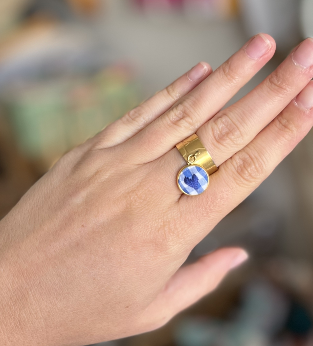 bague cœur bleu *vichy bleu