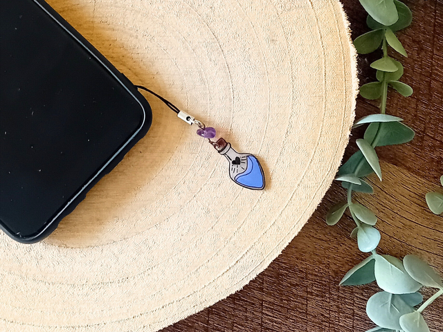 Bijou de Téléphone – Fiole magique | Coloré au choix &amp; Œil de Tigre | Fabrication Artisanale 
