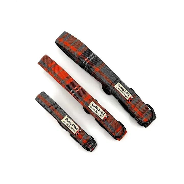 Barkley &amp; Fetch - Orange &amp; Grey Tartan Collar