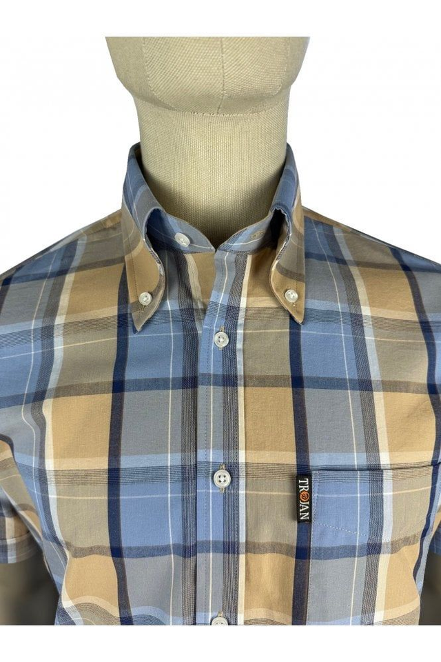 Trojan TC1045 Pastel Check Shirt - Powder 
