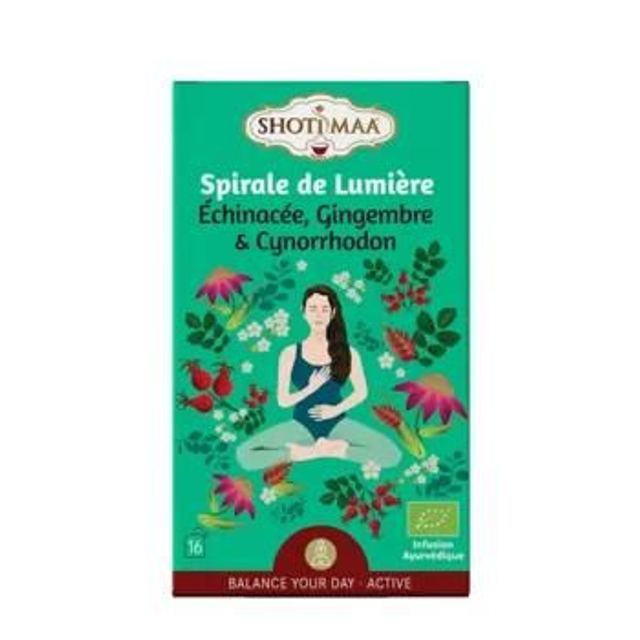 Tisane bio "Spirale de lumière" Échinacée, Gingembre, Cynorrhodon