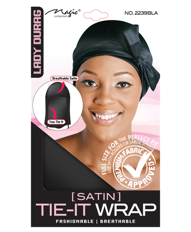 Magic Collection satin tie-it wrap black