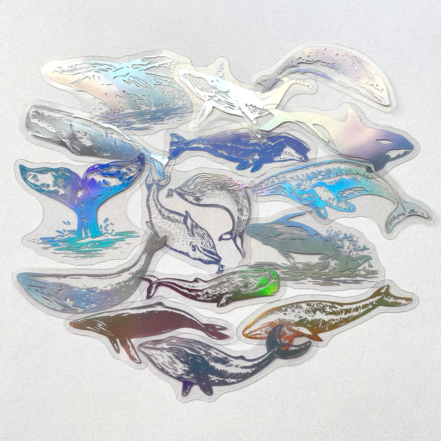 Stickers holographiques baleines - Lot de 15