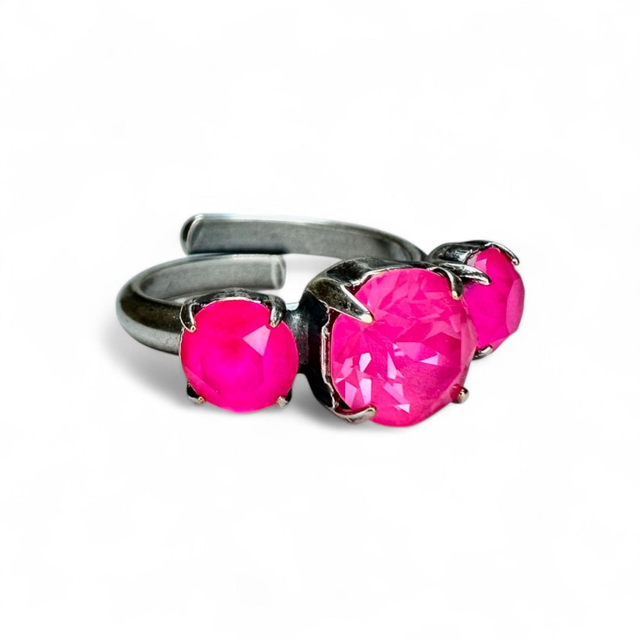 Ring COCKTAIL 3er, Electric Pink Mix