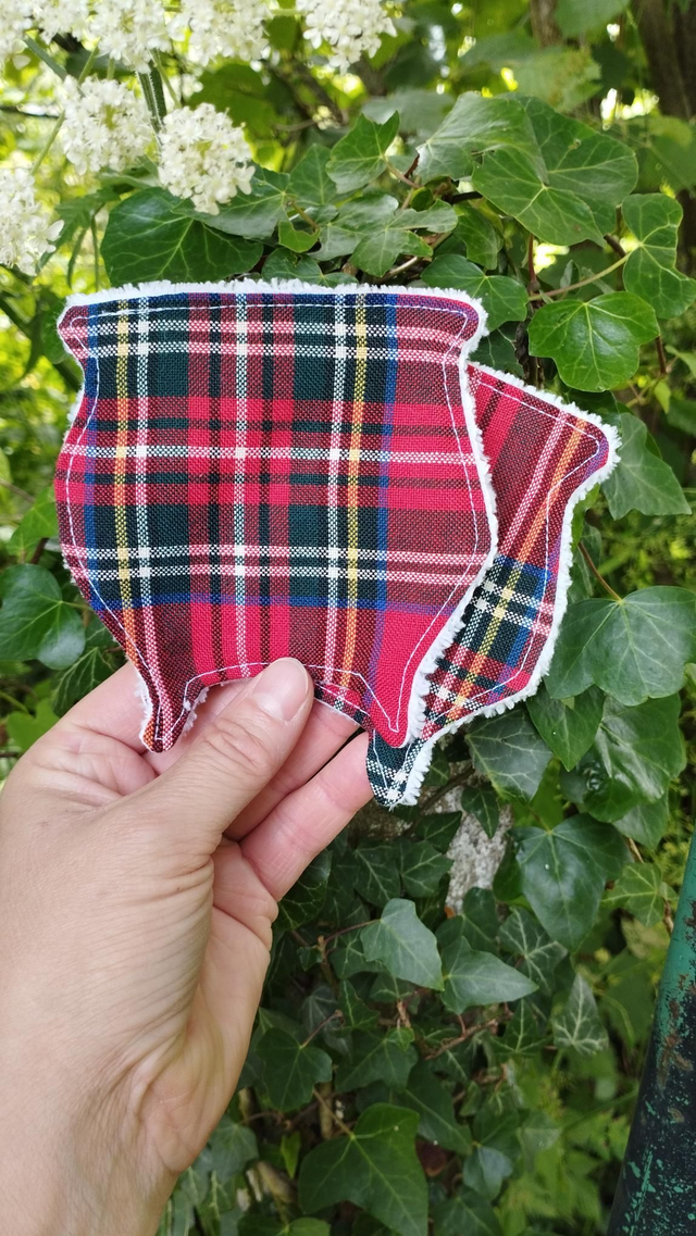 Lot de 2 lingettes chaudron en tartan rouge bleu