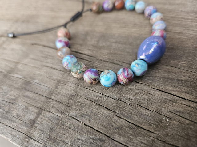 Bracelet jaspe impérial et perle céramique