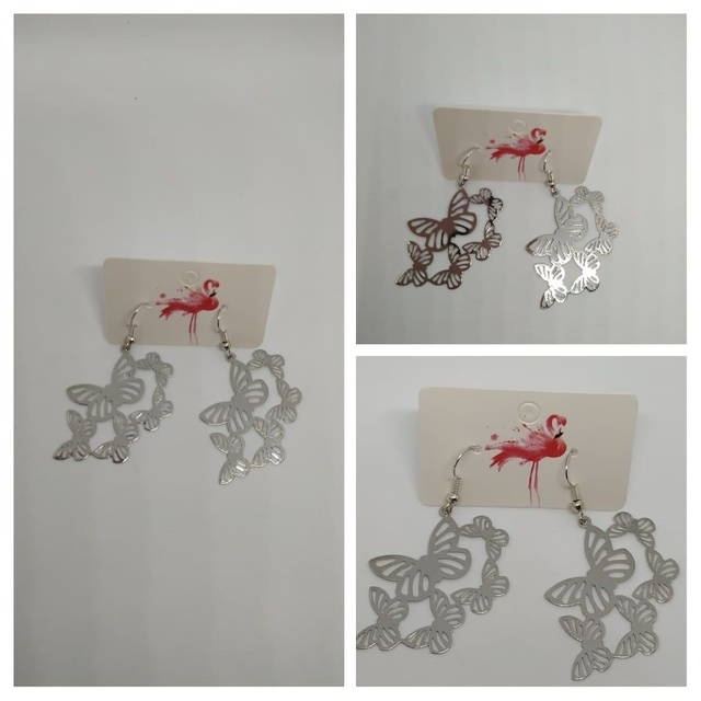Boucles d'oreilles pendant    " papillon filigrane 