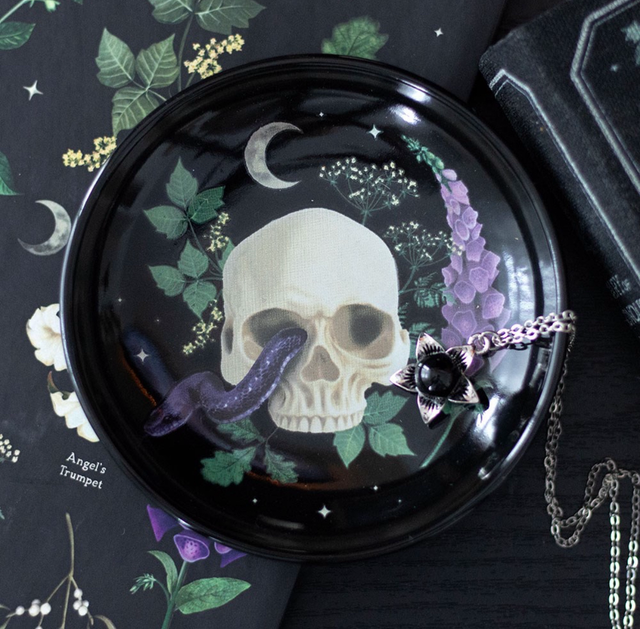 Venom and vines skull trinket dish