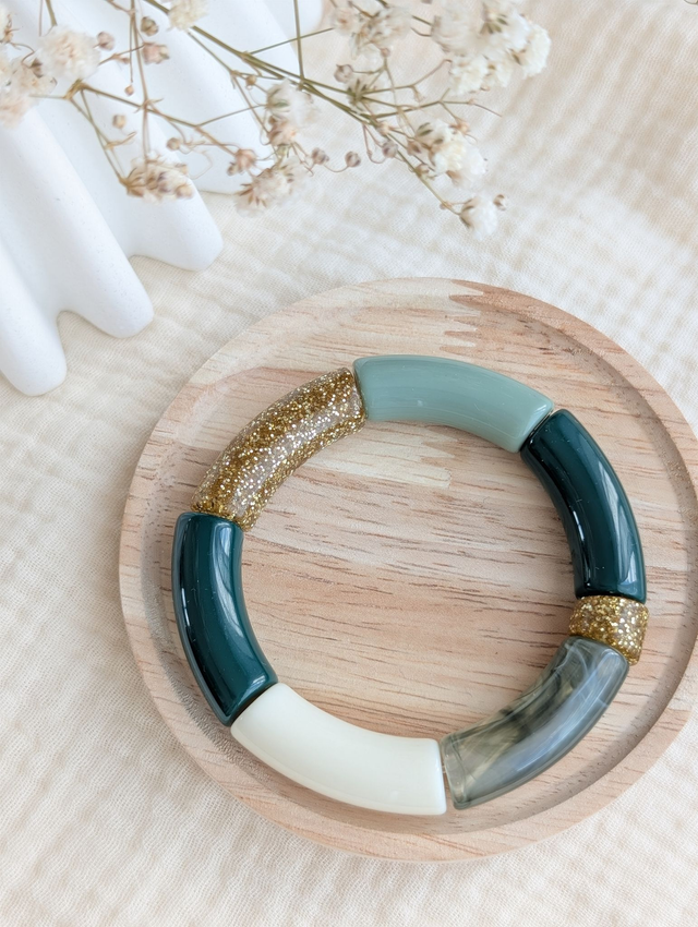 Bracelet jonc Mona vert sauge forêt