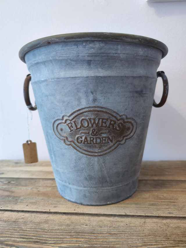 Flowers and Garden Vintage Metal Bucket