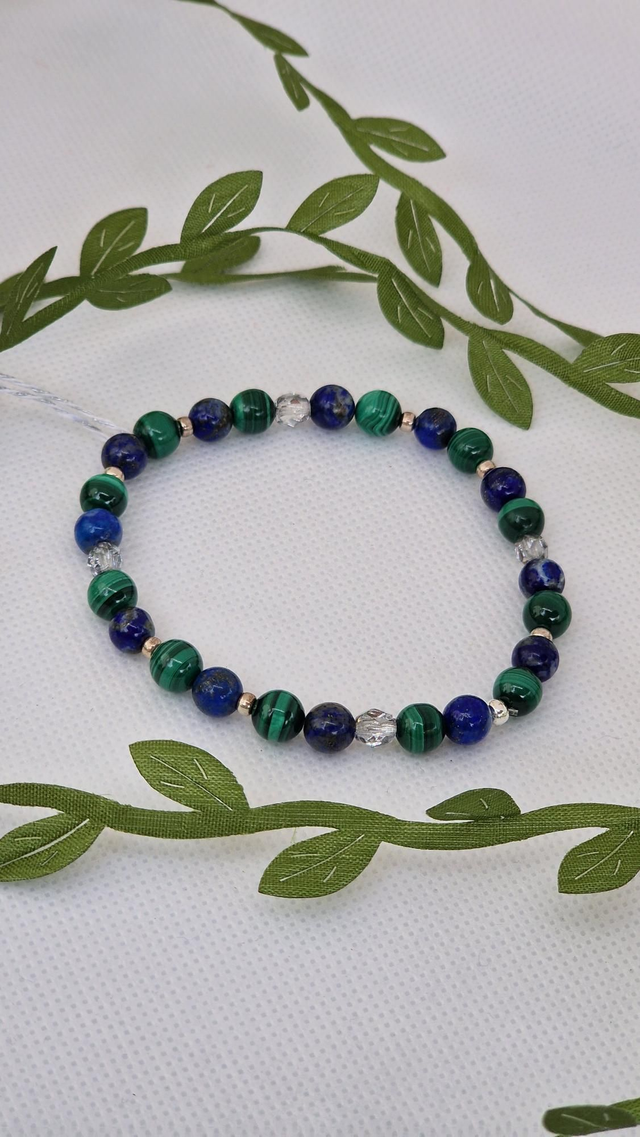 Bracelet Malachite et Lapis lazuli en 0,6 cm