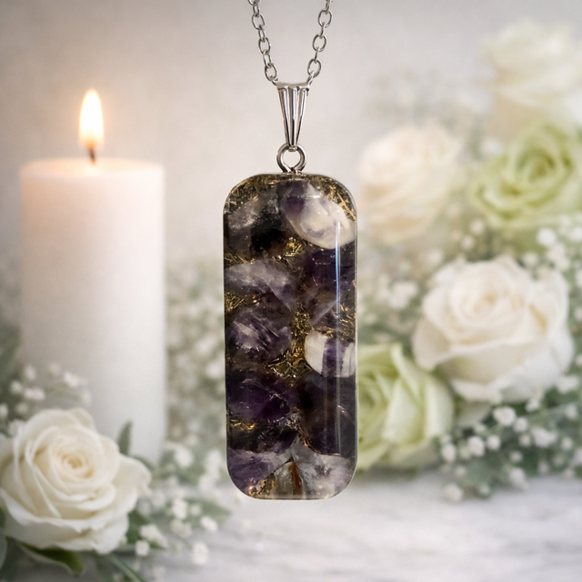 Custom Made Crystal Energy Memorial Oblong Pendant (large)